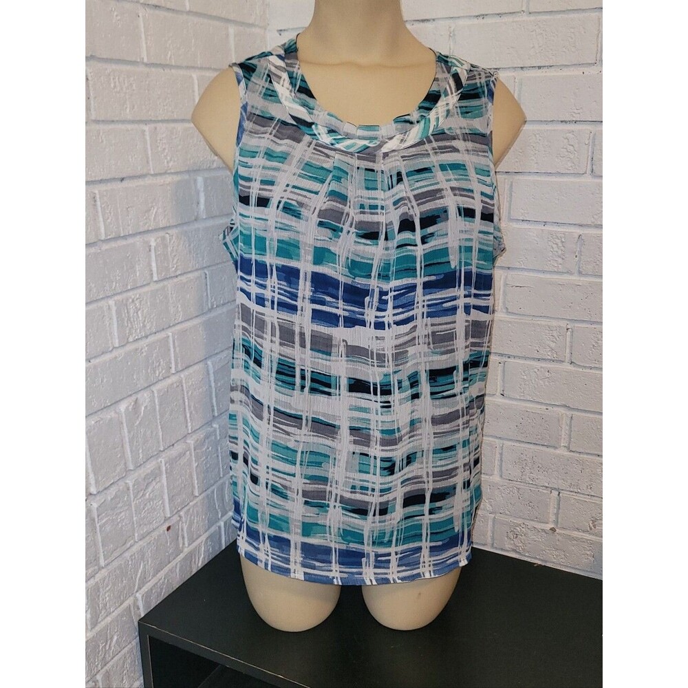 Christopher & Banks Abstract Plaid Sleeveless Blouse Size Small